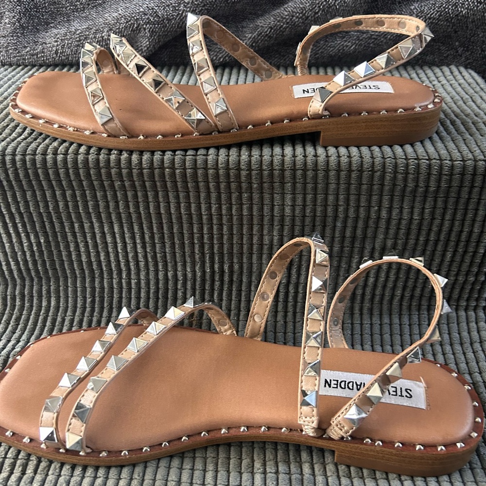 Steve Madden Beige Studded Sandals